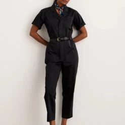 AlexMill Standard Short Sleeve Jumpsuit - Black