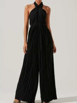 ASTR The LabelPleated Halter Jumpsuit - Black