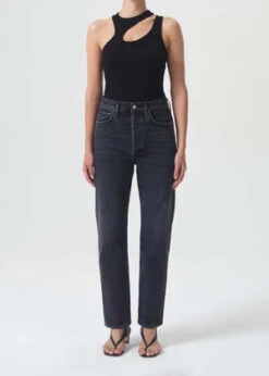 AGOLDEHigh Rise Stovepipe Stretch Jeans - Metal