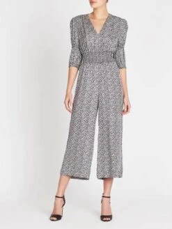 Rebecca TaylorLauren Floral Silk Jacquard Jumpsuit - Blueberry Combo