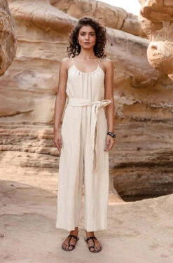 Umber & OchreLila Jumpsuit - Natural Stripe Honeycomb