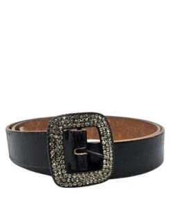 Madison Beverly HillsCracked Leather Belt - Black