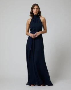 VOZMatte Chiffon Palazzo Jumpsuit - Blue