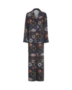 MirtoFloral Square Print Pyjamas - Black
