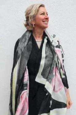 Virginia JohnsonSilk/Wool Shawl - Midnight Rose