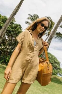 JungmavenStillwater Polo Romper - Coyote Hemp